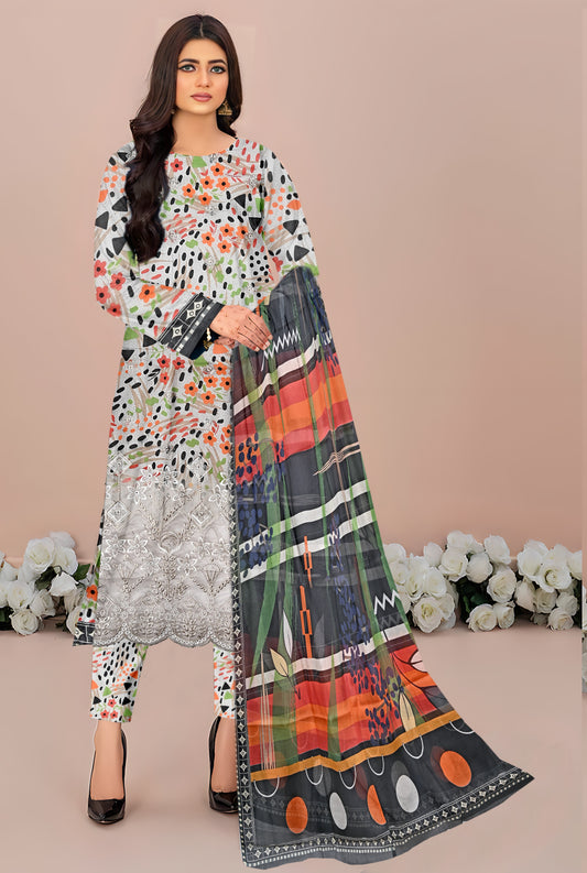 Sila Luxury Front Daman Heavy Embroidered Print Lawn D-07 Vol-104