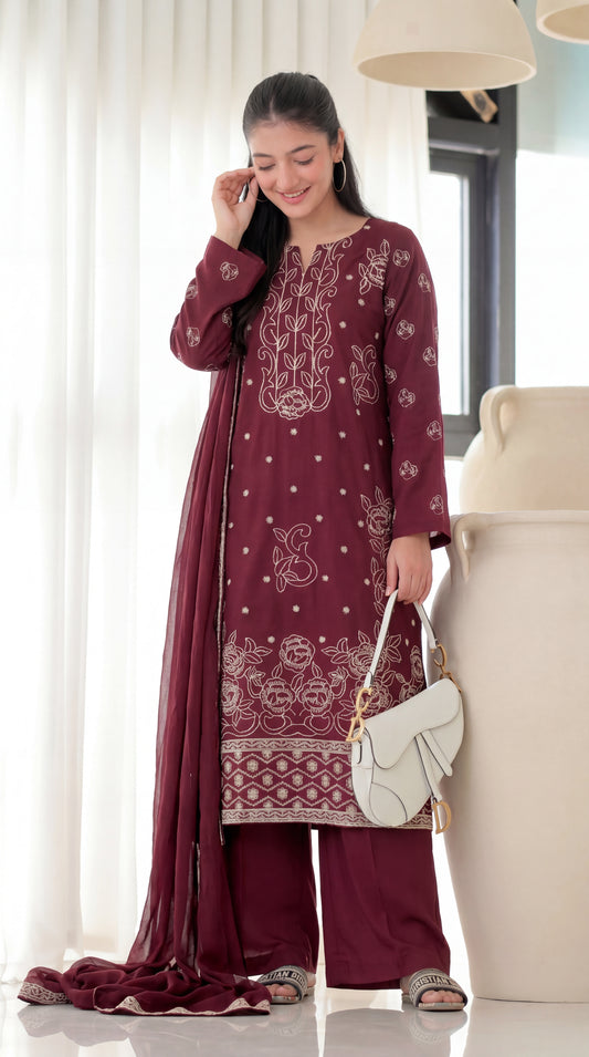 Warda Signature Embroidered 3PC – D-05 Vol-22