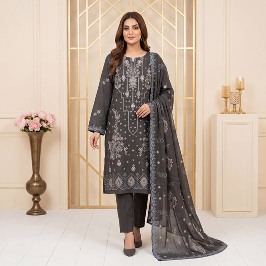 Mahroor by MahPosh Luxury Embroidered Bana Dora 3PC D-01