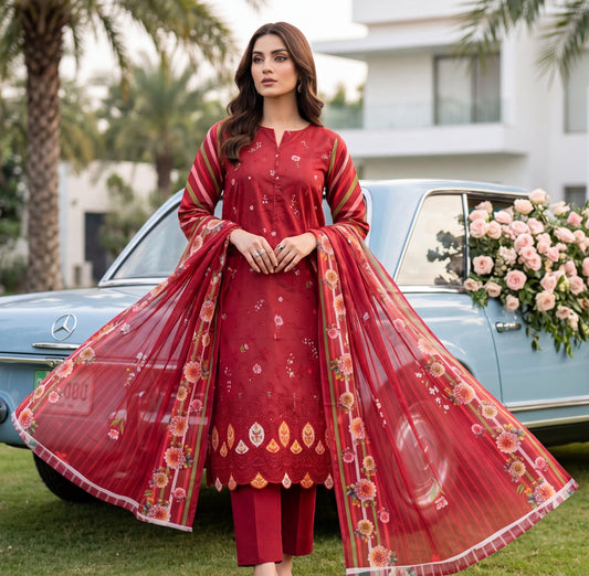 Noor-e-Nazar by MahPosh Print Embroidered Lawn 3PC D-31