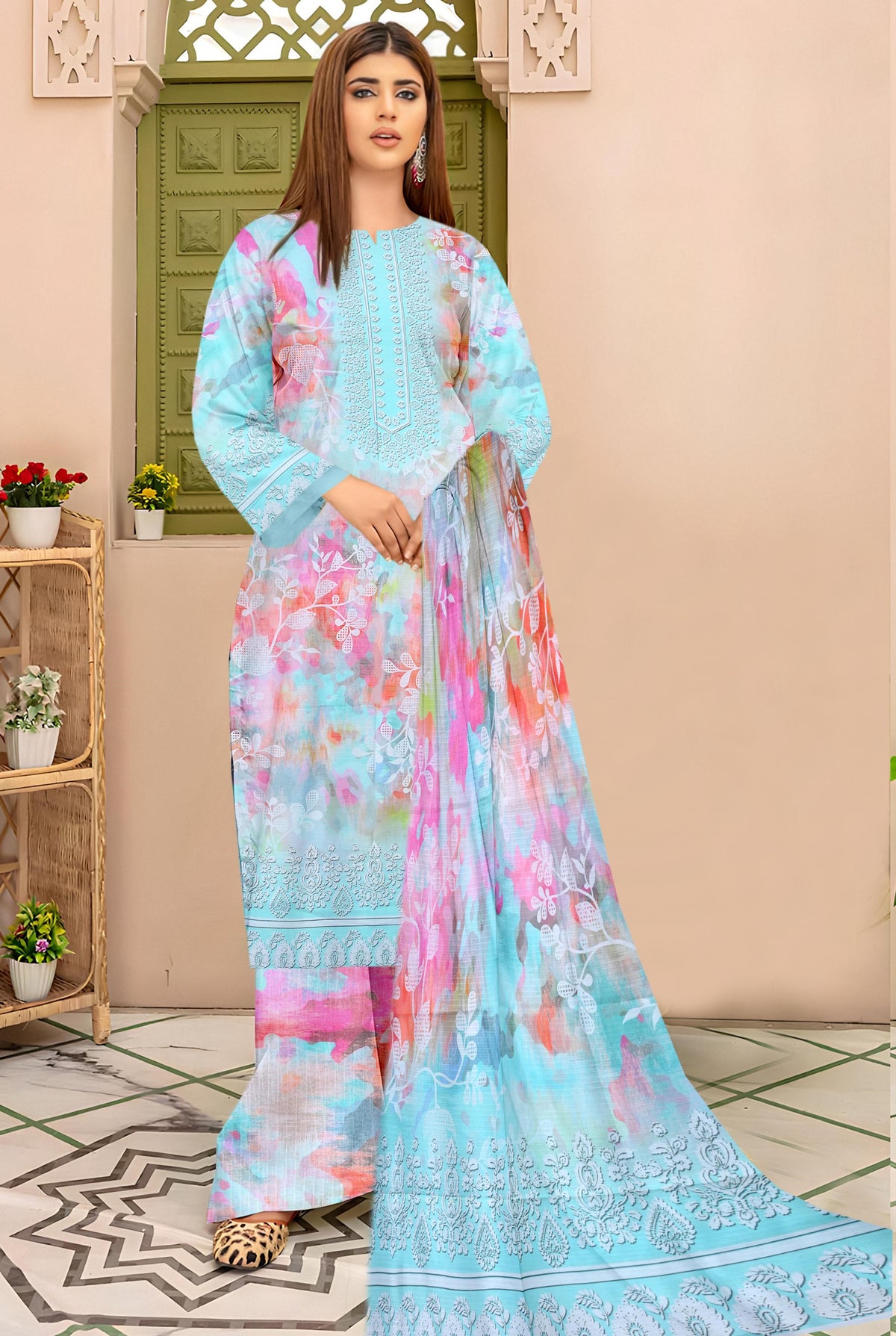 Chashni 3 Piece Doriya Printed D-19 Vol-08