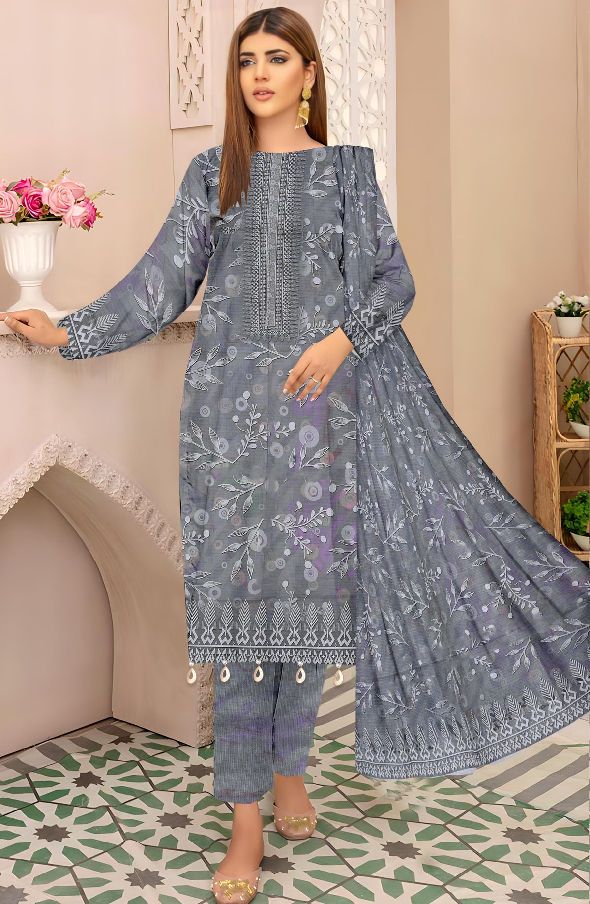 Shahswar 3 Piece Doriya Printed D-10 Vol-07