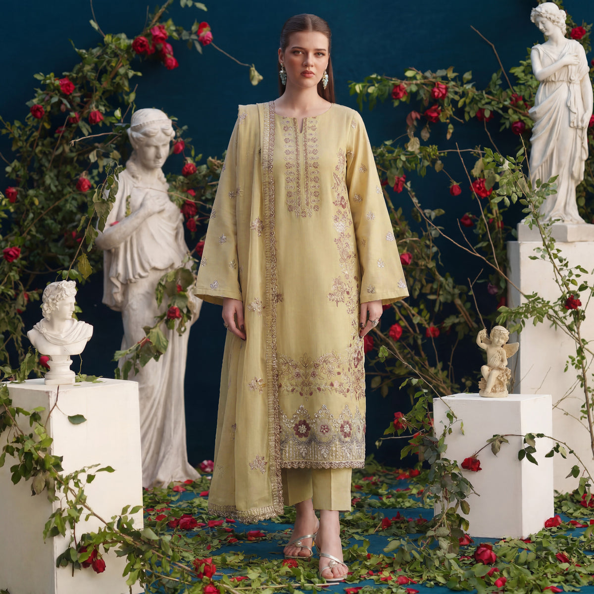 Man Mayal Signature Embroidered 3PC D02 Vol-22
