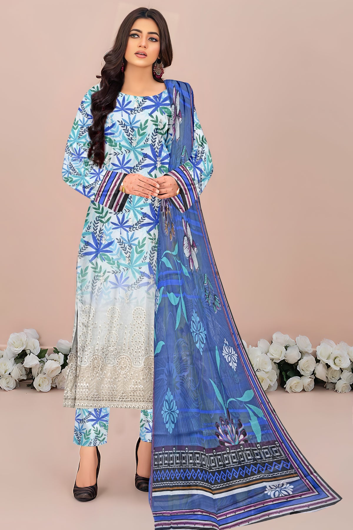 Sila Luxury Front Daman Heavy Embroidered Print Lawn D-02 Vol-104