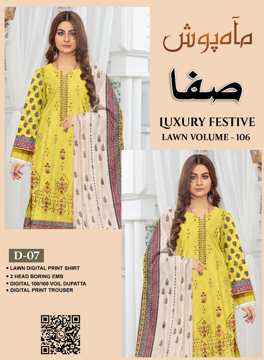 Safa Luxury Applic Print Lawn D-02 Vol-103