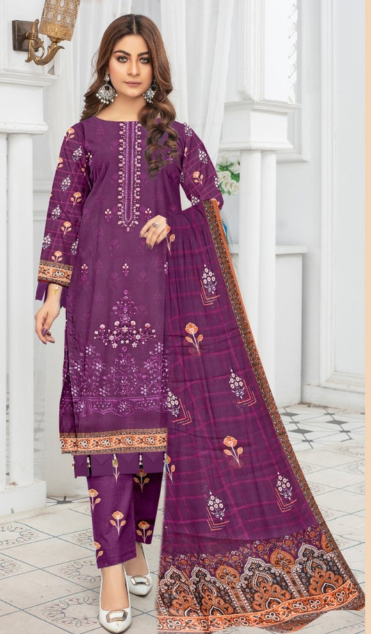 Safa Luxury Applic Print Lawn D-08 Vol-103
