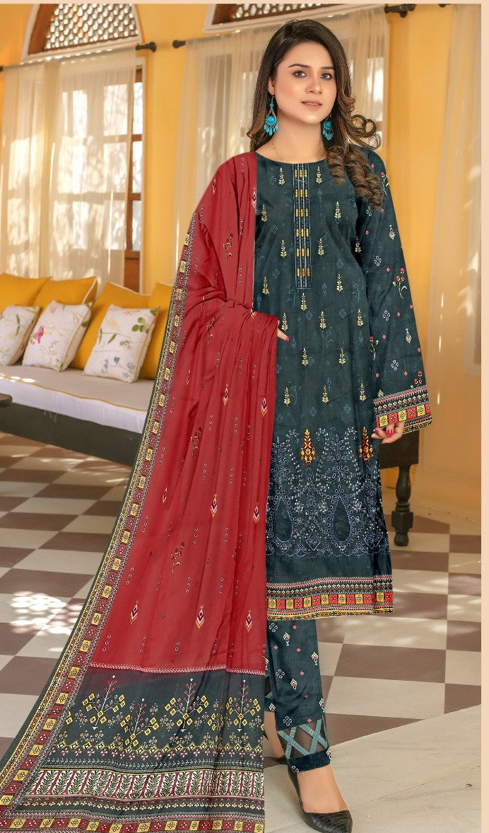 Safa Luxury Applic Print Lawn D-09 Vol-103