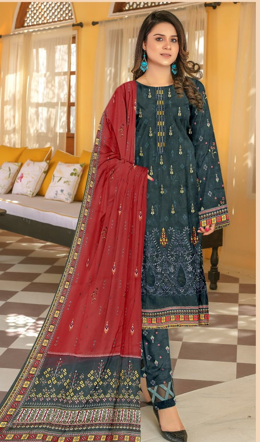 Safa Luxury Applic Print Lawn D-09 Vol-103