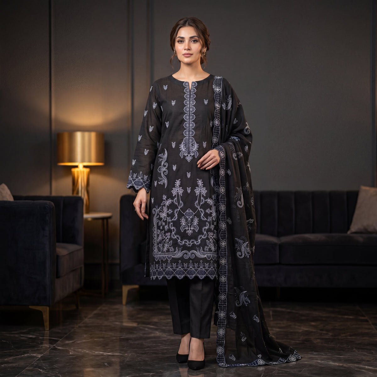 Mah-Noor By MahPosh Premium Doria Lawn Embroidered 3PC D-31
