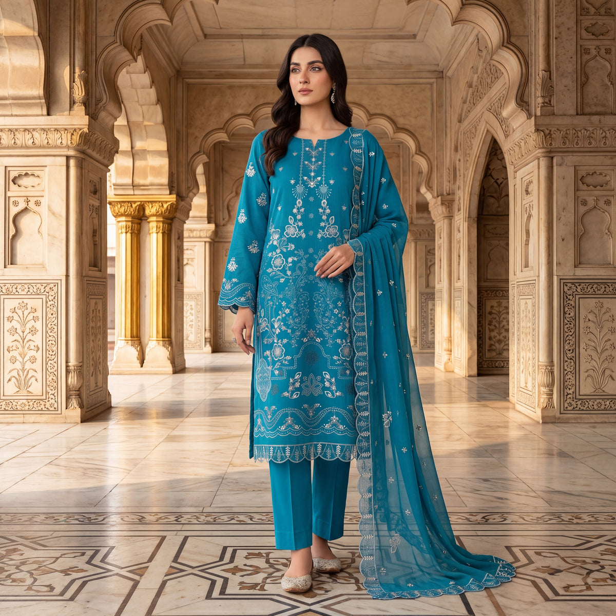 Mah-Noor By MahPosh Premium Doria Lawn Embroidered 3PC D-27