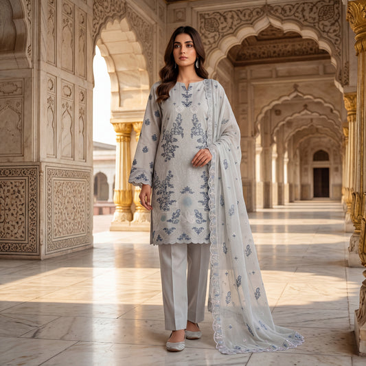 Mah-Noor By MahPosh Premium Doria Lawn Embroidered 3PC D-25