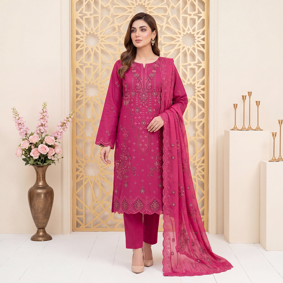 Mahroor by MahPosh Luxury Embroidered Bana Dora 3PC D-05