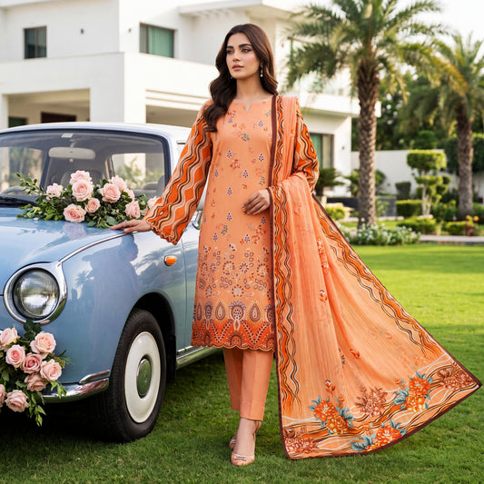 Noor-e-Nazar by MahPosh Print Embroidered Lawn 3PC D-32