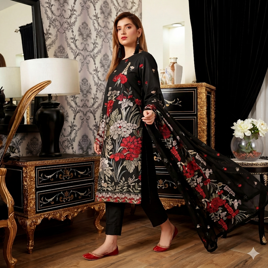 Breeze Classic Premium Embroidered Lawn 3PC D-1028
