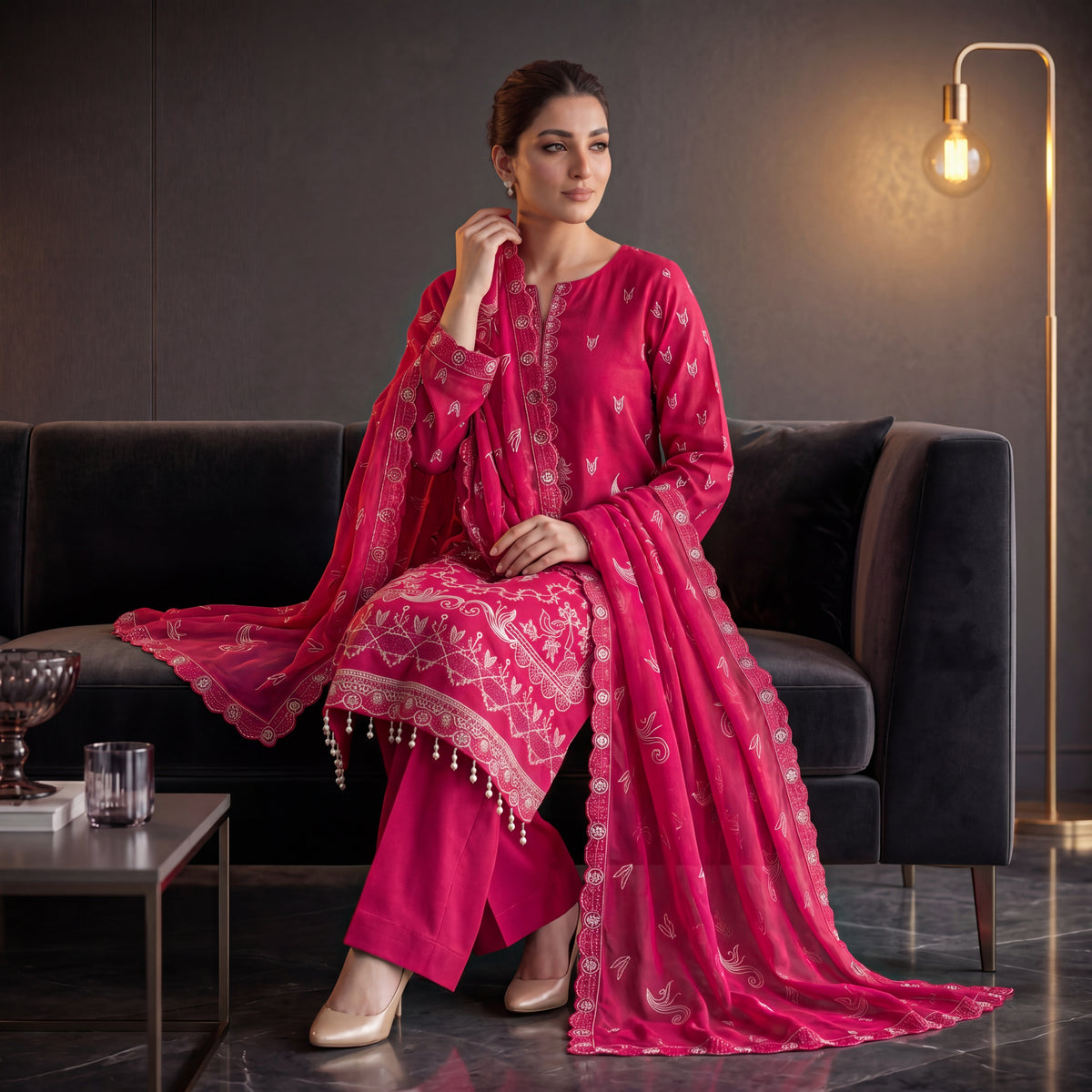 Mah-Noor By MahPosh Premium Doria Lawn Embroidered 3PC D-34