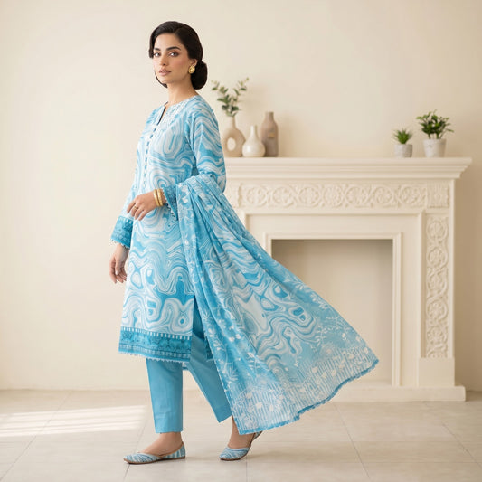 Afsana 3PC Digital Printed Lawn Suit by Mahposh-D12