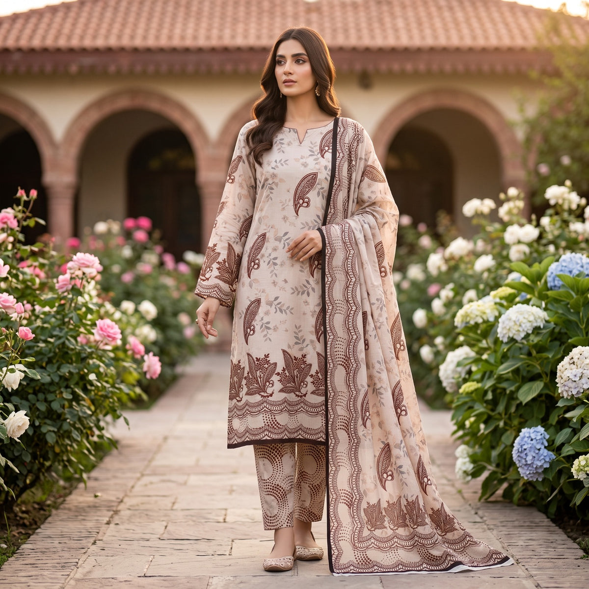 Zeenat 3PC Digital Printed Lawn Suit by Mahposh-D01