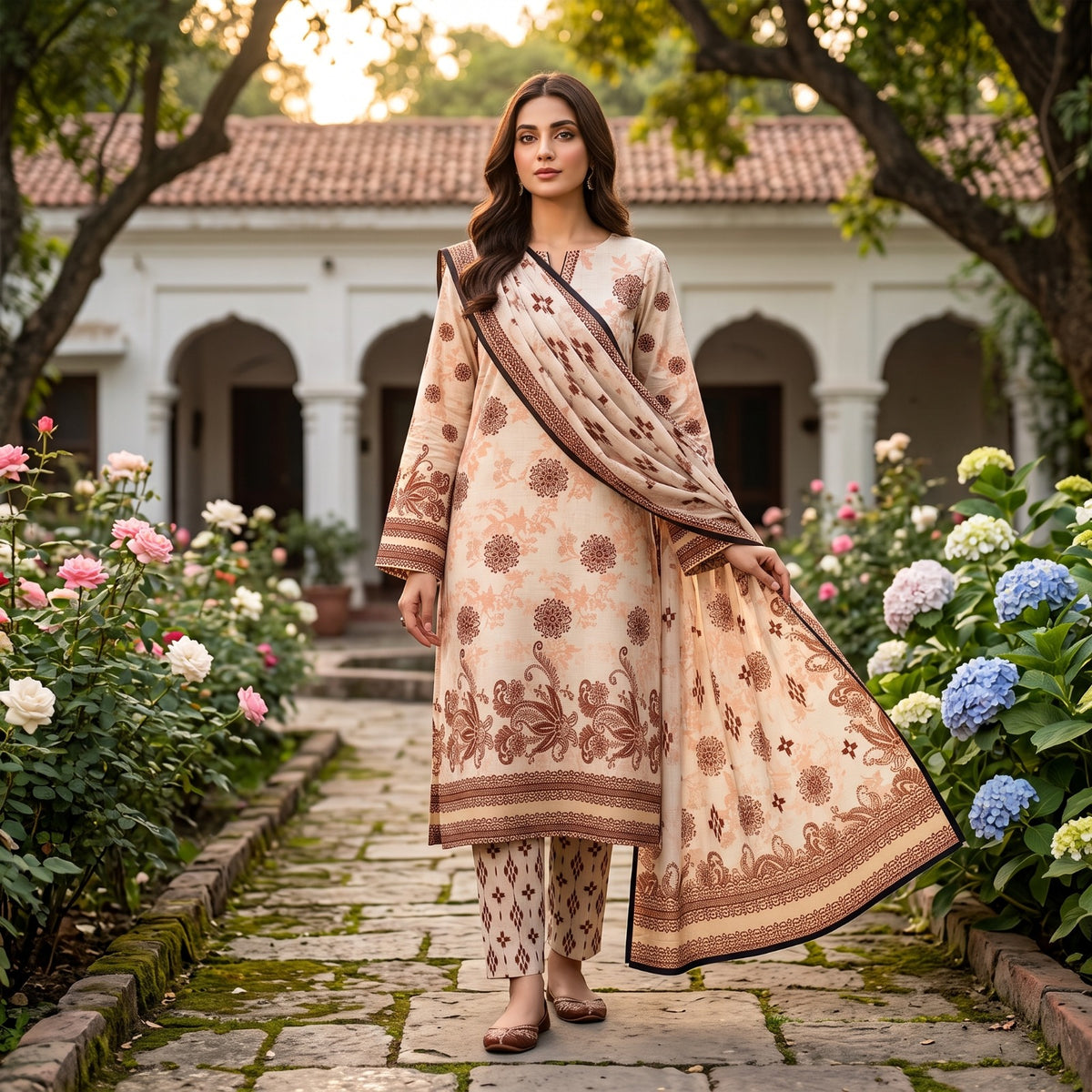 Zeenat 3PC Digital Printed Lawn Suit by Mahposh-D02