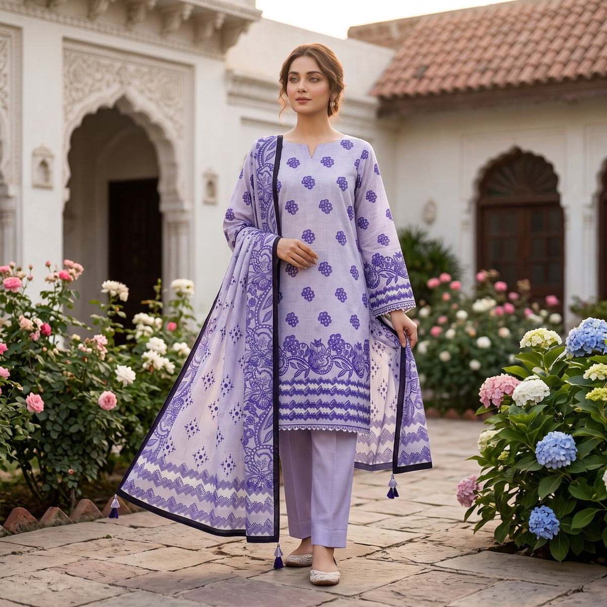 Zeenat 3PC Digital Printed Lawn Suit by Mahposh-D09