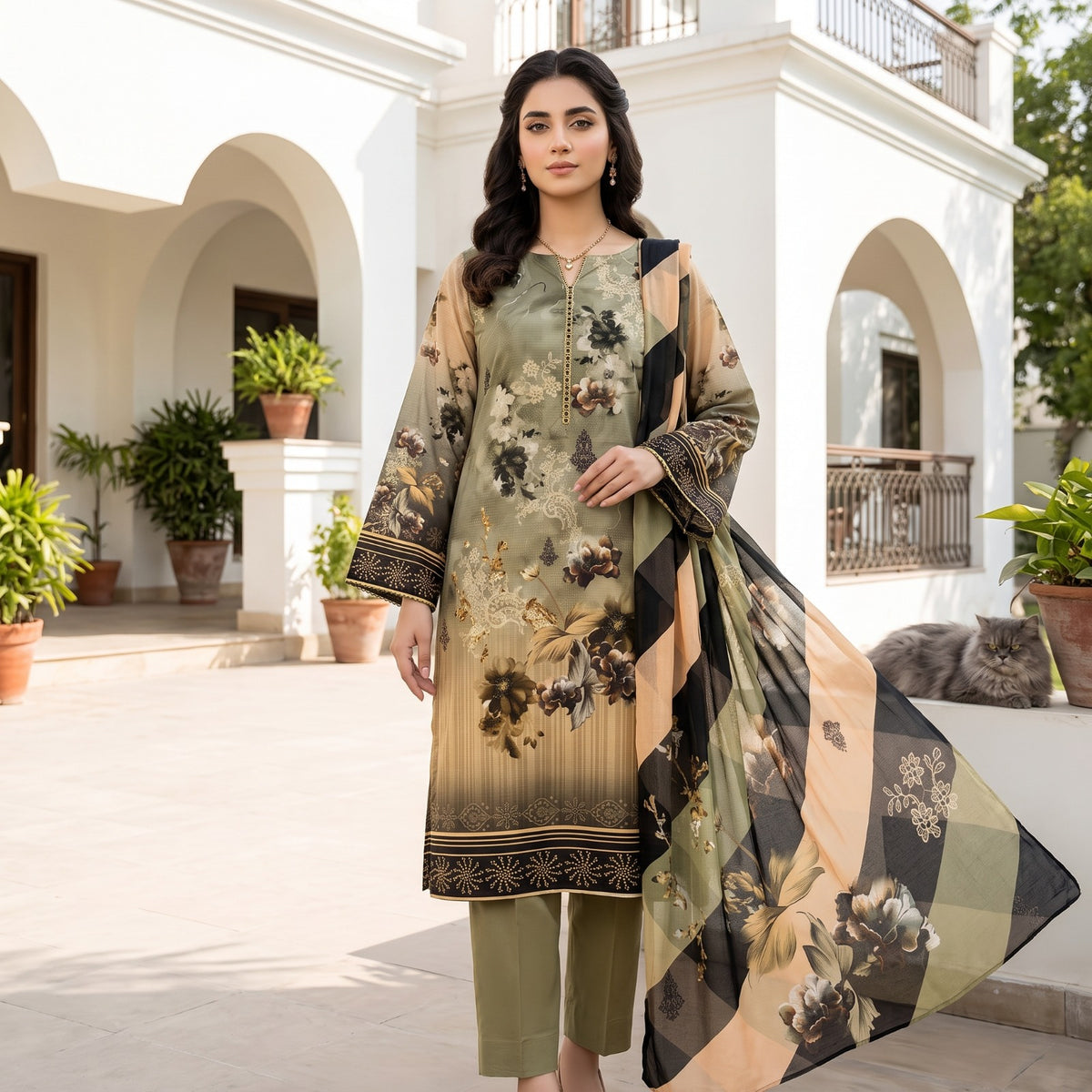 Zahra 3PC Classic Viscose Printed Suit by Mahposh-D15