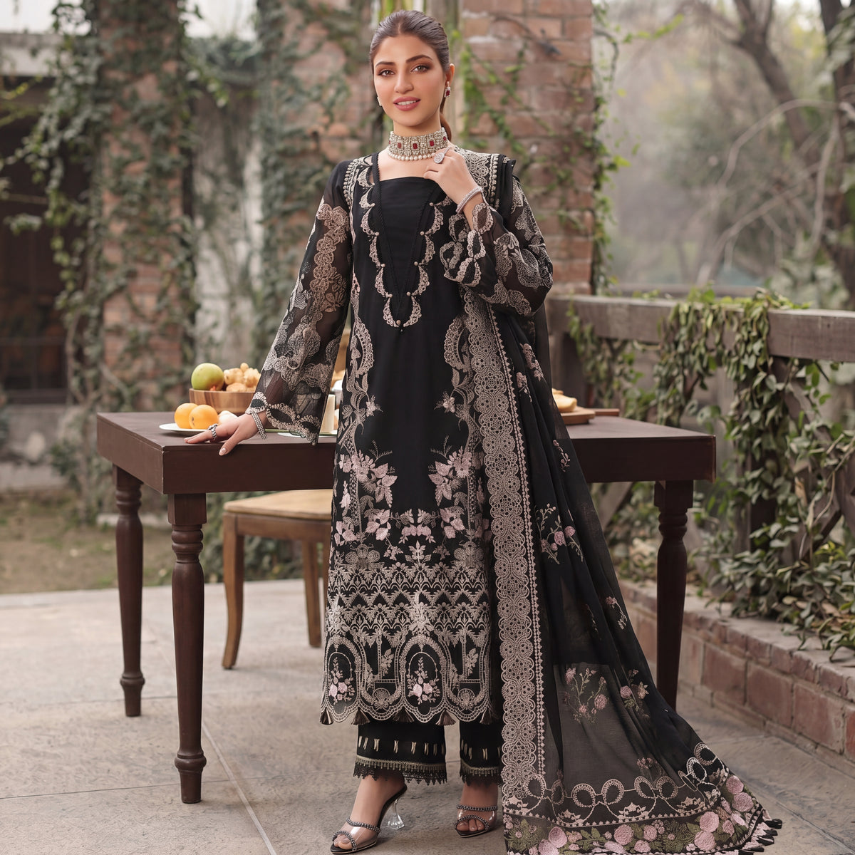 Kahf By Mahposh Luxury Embroidered 3PC Suit D-1054