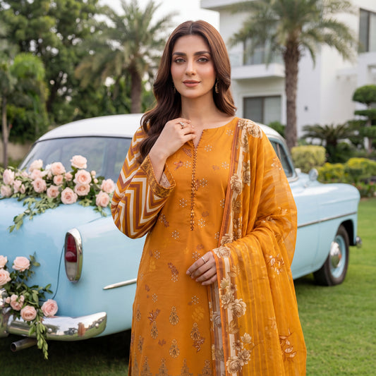Noor-e-Nazar by MahPosh Print Embroidered Lawn 3PC D-28