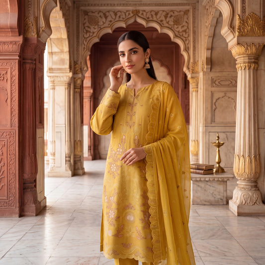 Mah-Noor By MahPosh Premium Doria Lawn Embroidered 3PC D-30