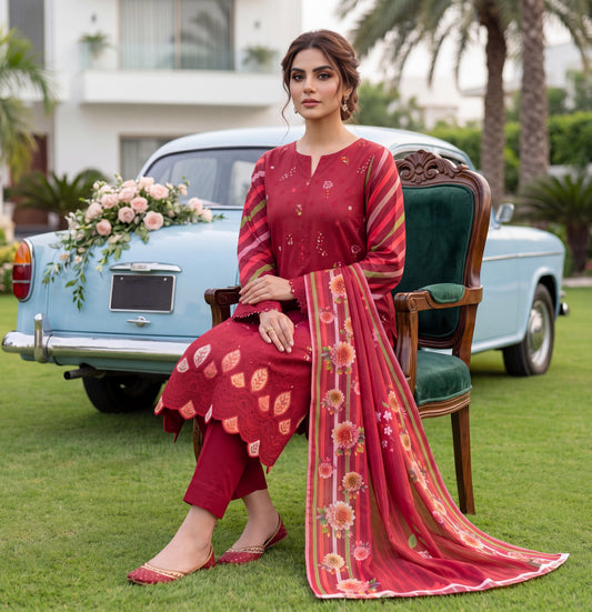 Noor-e-Nazar by MahPosh Print Embroidered Lawn 3PC D-31