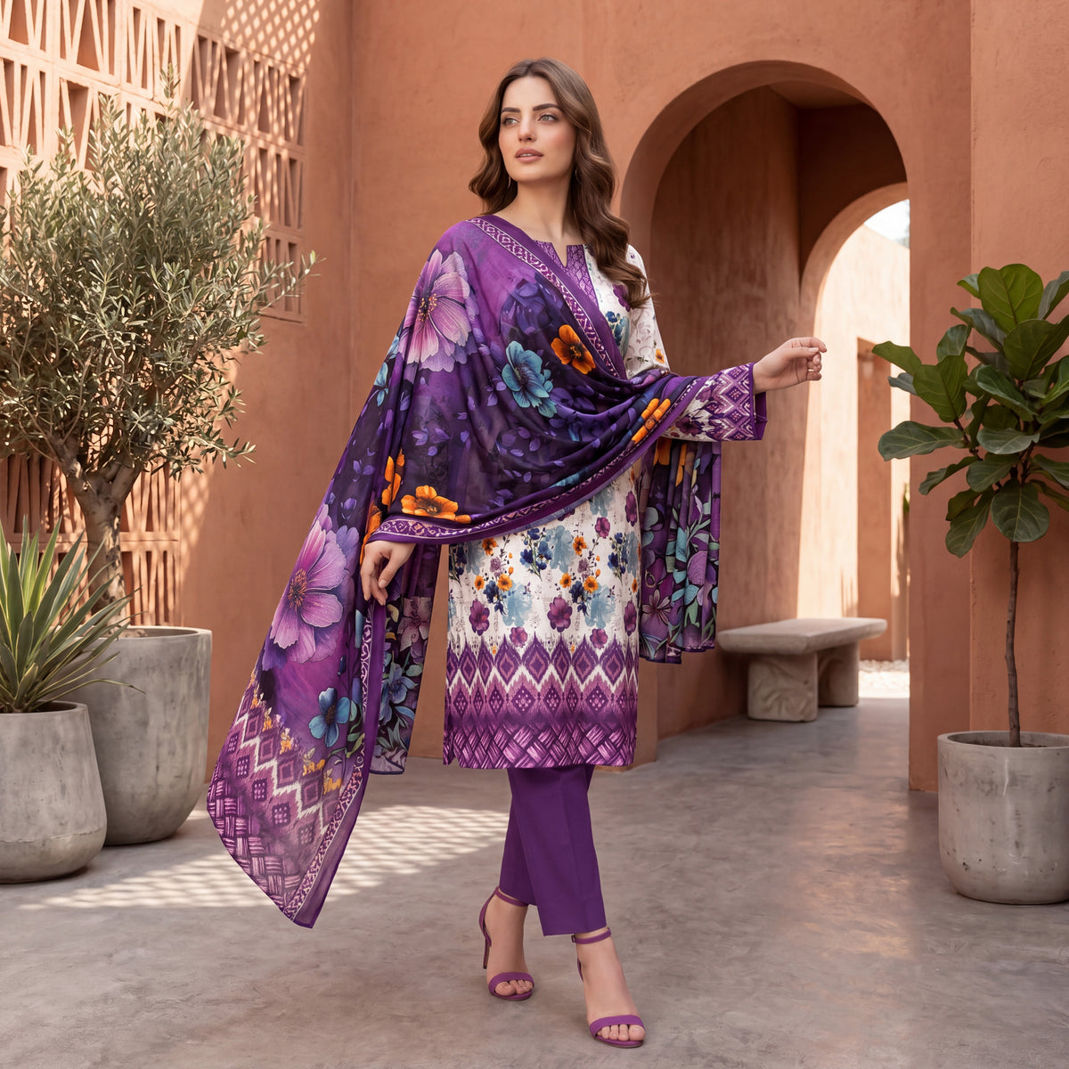 Orang Premium Printed Lawn 3 Piece – D05 Vol-16