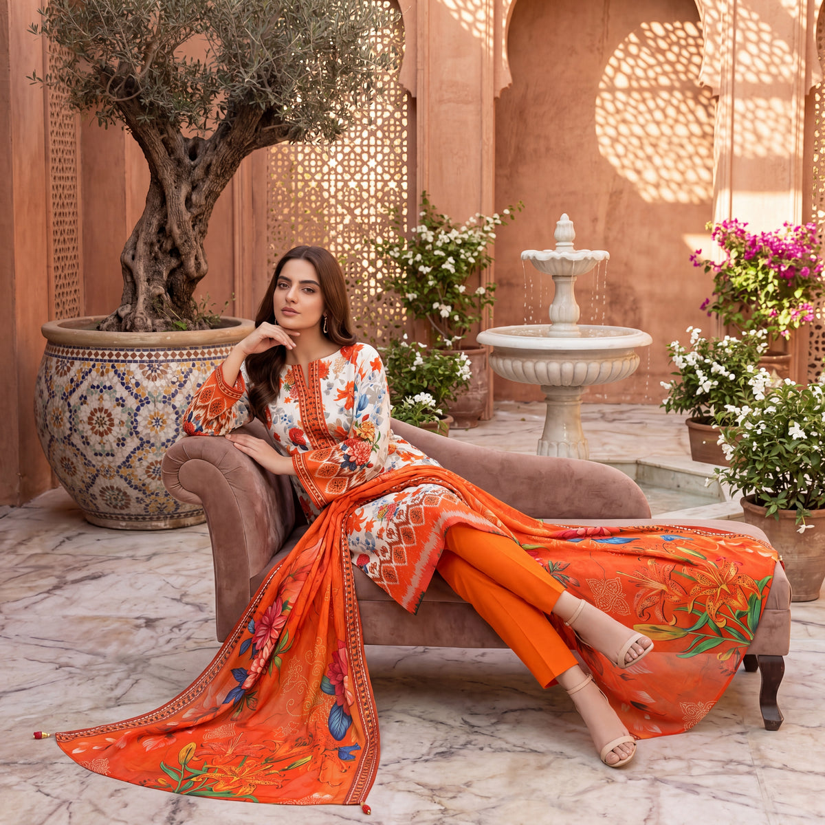 Orang Premium Printed Lawn 3 Piece – D05 Vol-16