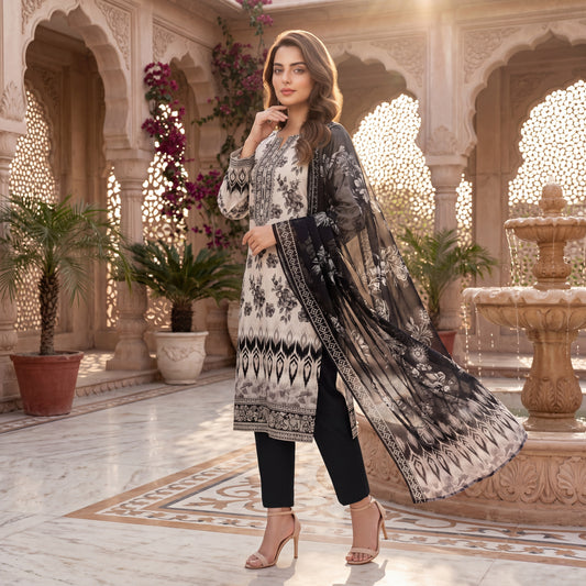 Orang Premium Printed Lawn 3 Piece – D05 Vol-16