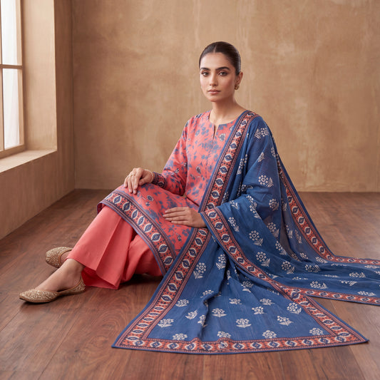 Edenrobe by MahPosh Luxury Printed Lawn 3PC D-31